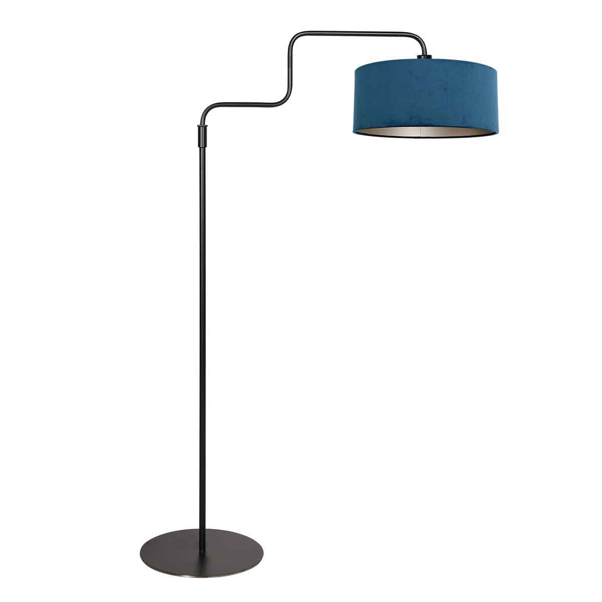 Vloerlamp Bloeba 4169ZW zwart met blauwe velours kap
