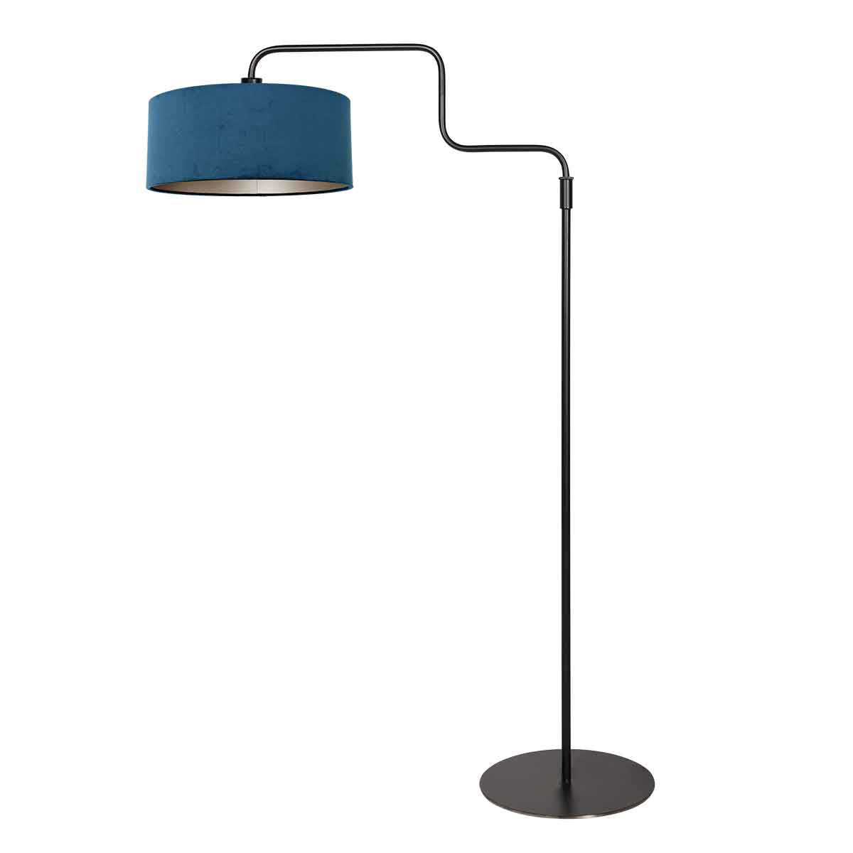 Vloerlamp Bloeba 4169ZW zwart met blauwe velours kap