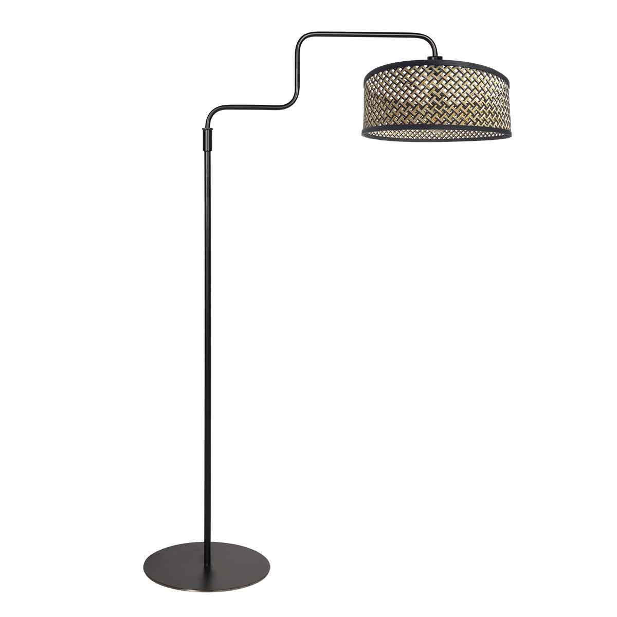 Vloerlamp Bloeba 4170ZW zwart met bamboe kap zwart/beige