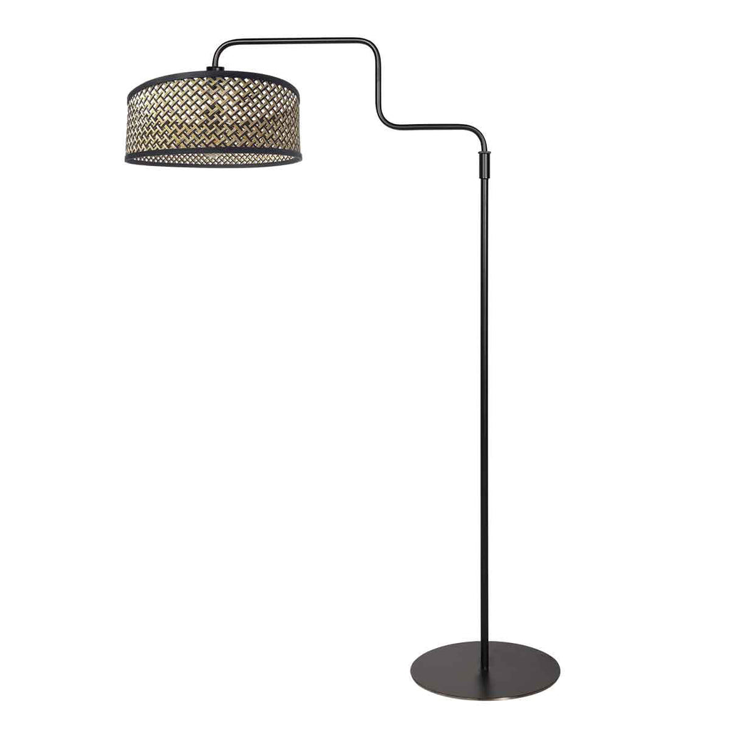 Vloerlamp Bloeba 4170ZW zwart met bamboe kap zwart/beige