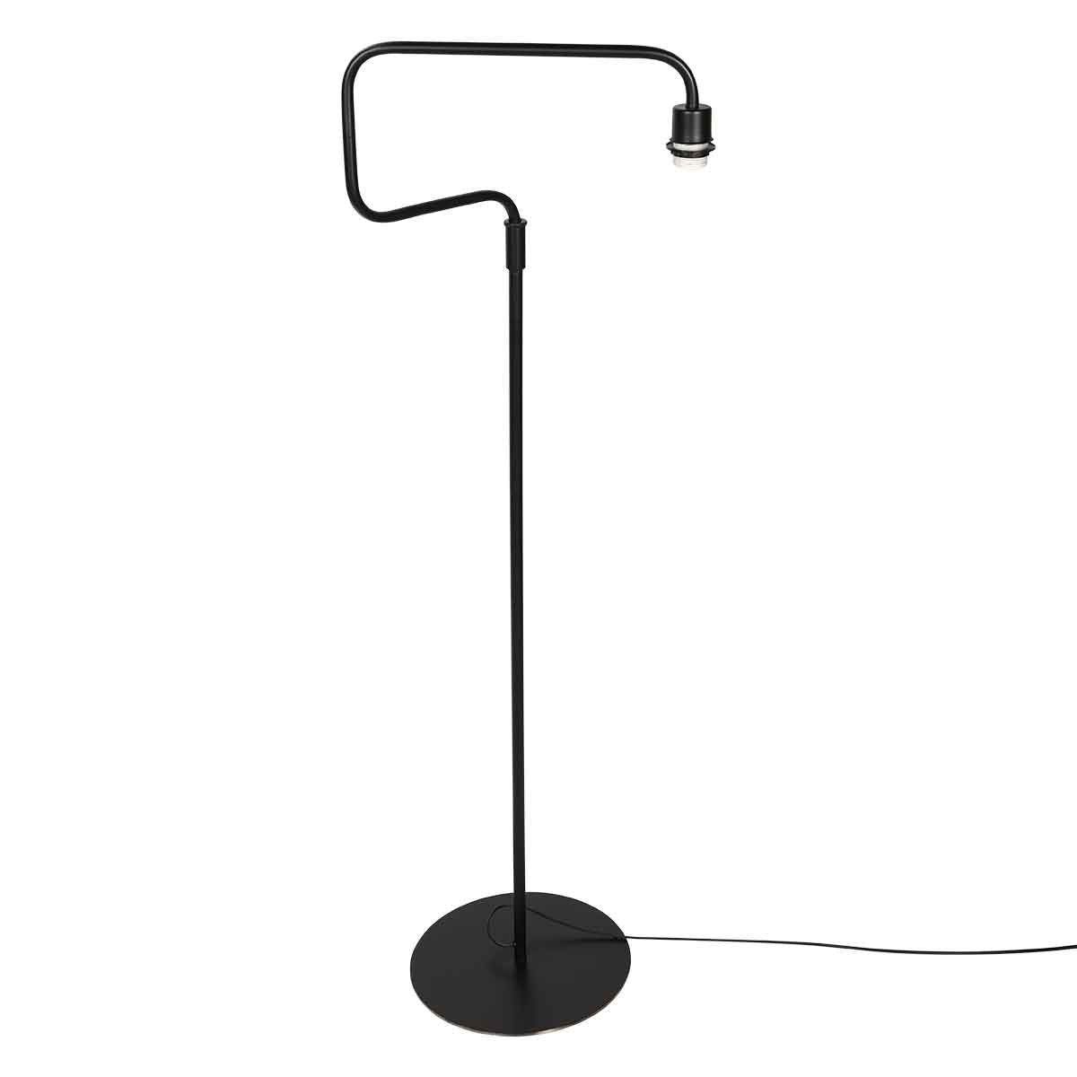 Vloerlamp Bloeba 4170ZW zwart met bamboe kap zwart/beige