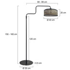 Vloerlamp Bloeba 4170ZW zwart met bamboe kap zwart/beige