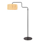 Zwarte vloerlamp Bloeba 4171ZW met naturelkleurig gras kap