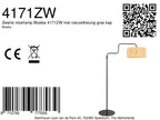 Zwarte vloerlamp Bloeba 4171ZW met naturelkleurig gras kap