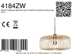 Hanglamp Breeza-Beach 4184ZW zwart met bamboe kap Ø60 cm