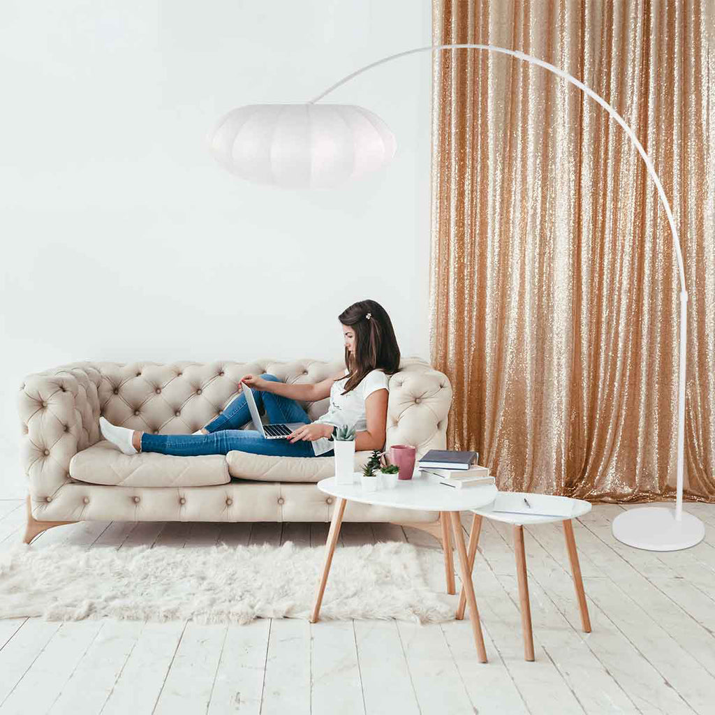 Booglamp Luma Nola 4185W wit met witte zijden kap