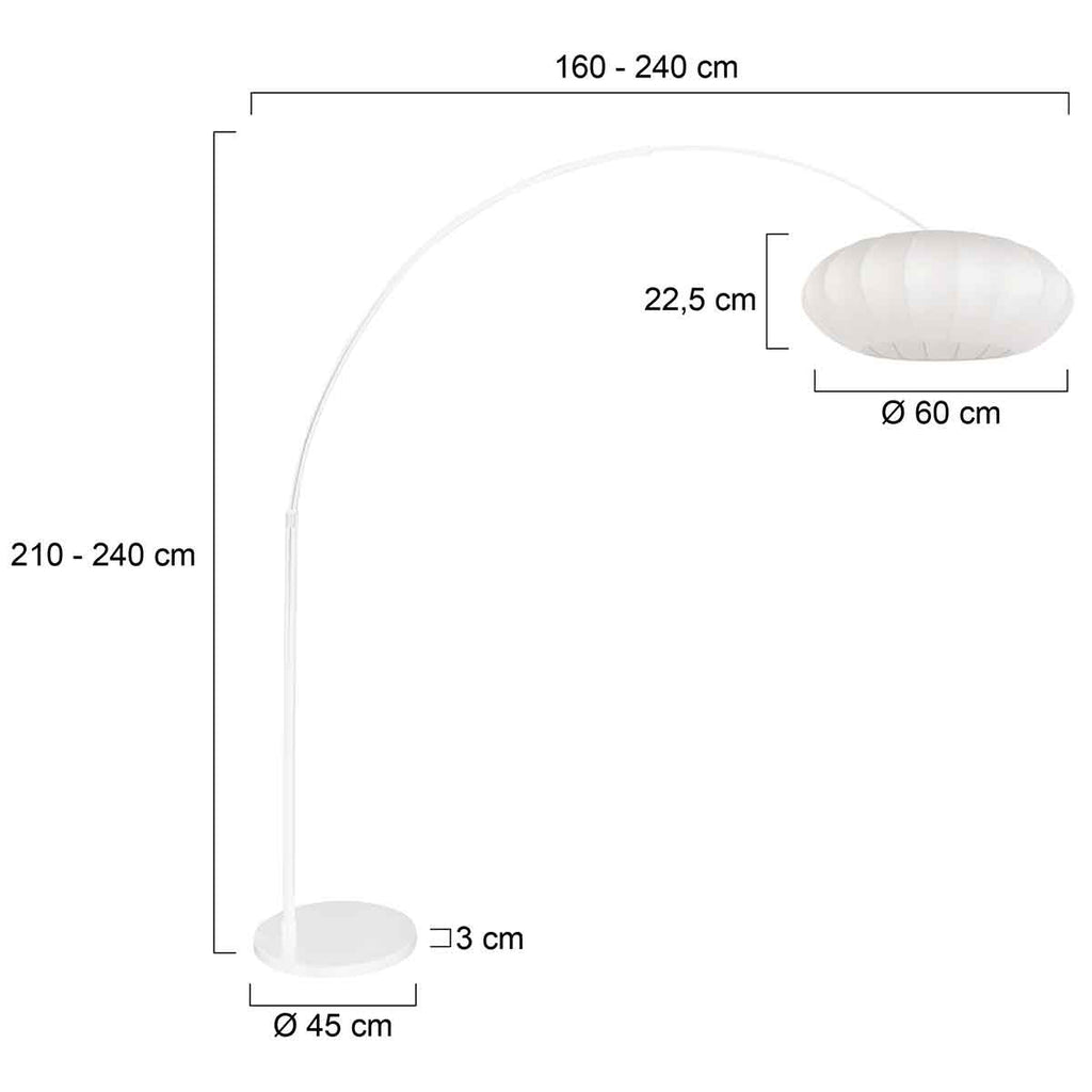 Booglamp Luma Nola 4185W wit met witte zijden kap
