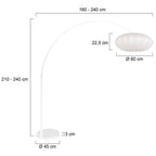 Booglamp Luma Nola 4185W wit met witte zijden kap