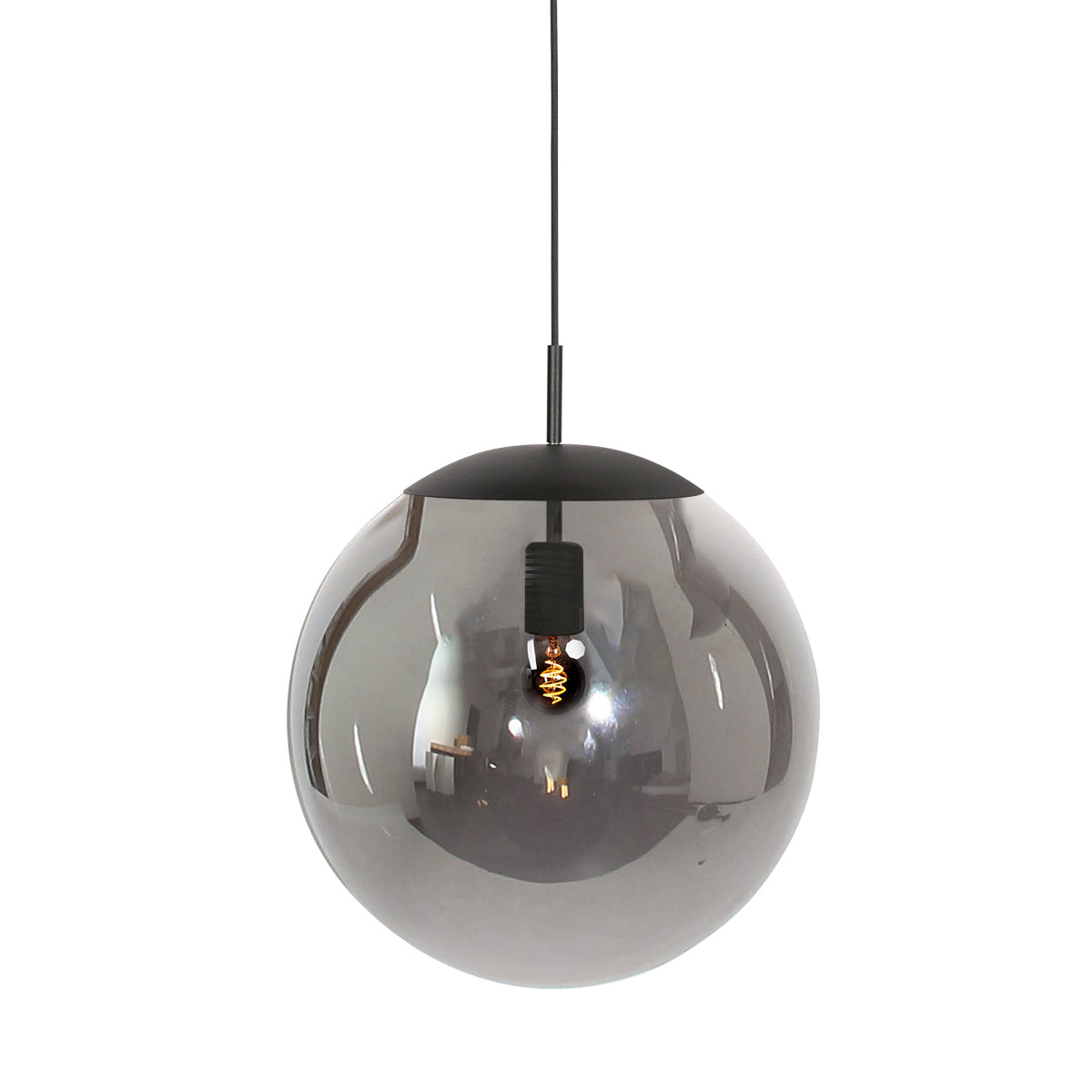 Hanglamp Bollique 4186ZW zwarte lamp met smoke glas Ø40 cm