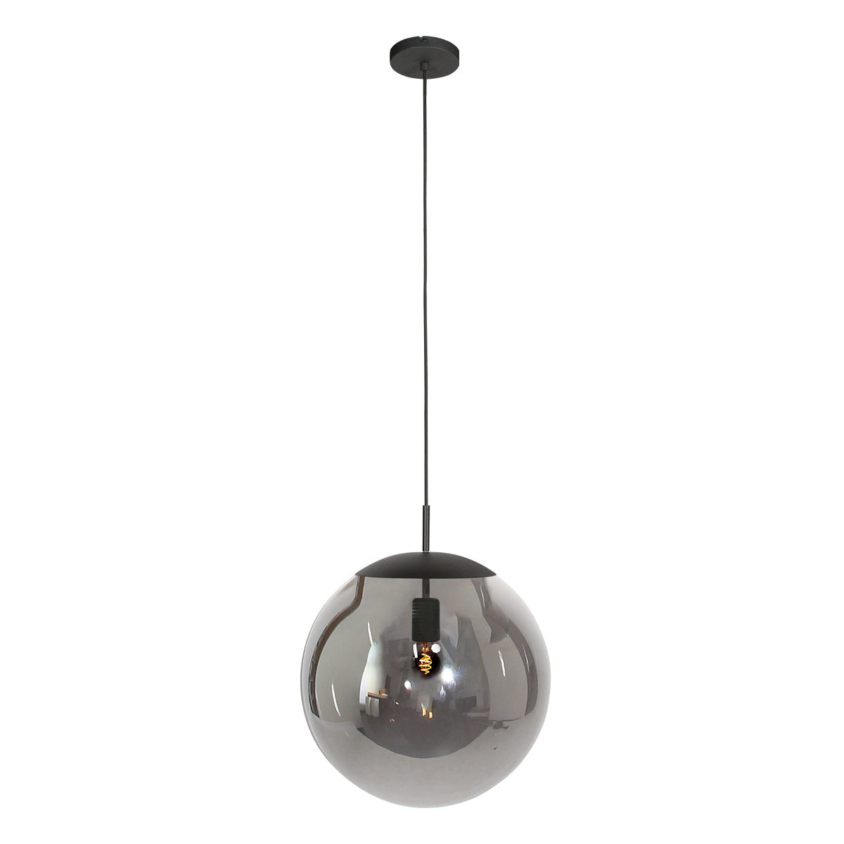 Hanglamp Bollique 4186ZW zwarte lamp met smoke glas Ø40 cm