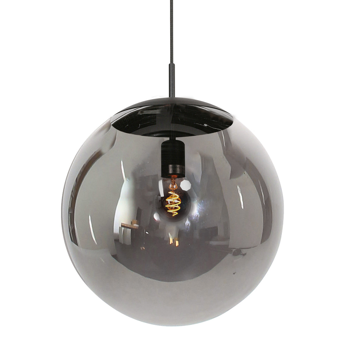 Hanglamp Bollique 4186ZW zwarte lamp met smoke glas Ø40 cm