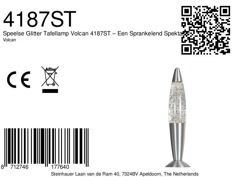 Speelse Glitter Tafellamp Volcan 4187ST – Een Sprankelend Spektakel