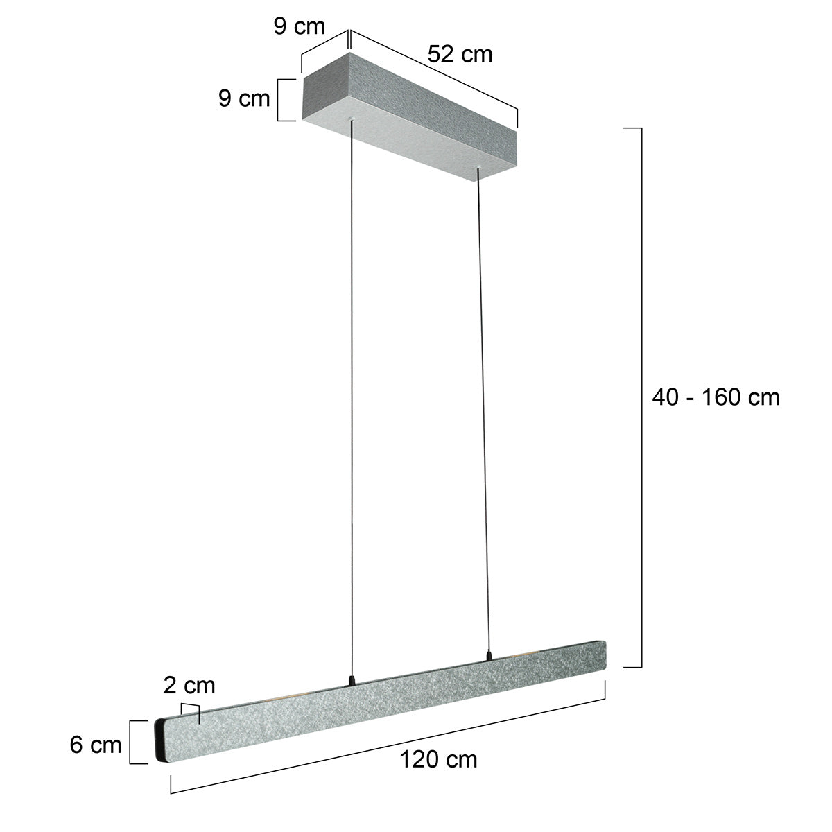 Champagne-staal kleurige hanglamp Fluxy 4189ST et cable lift 120cmwn