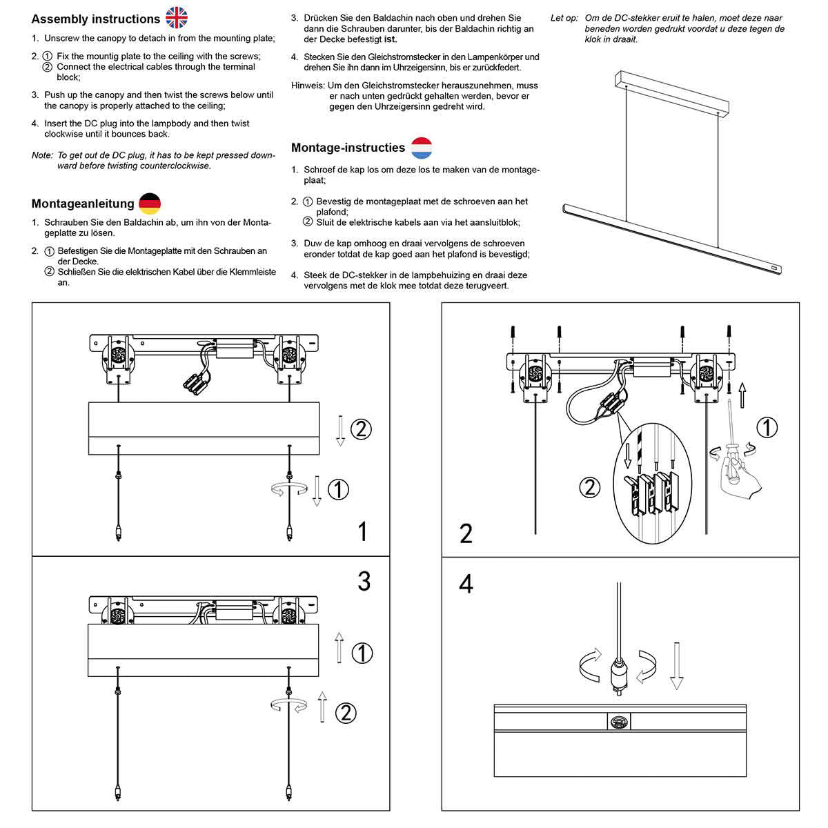 Champagne-staal kleurige hanglamp Fluxy 4189ST et cable lift 120cmwn