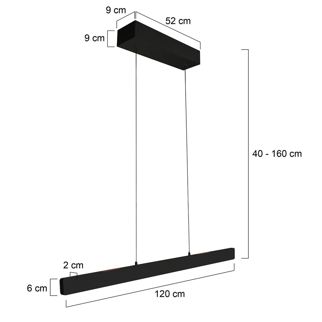 Zwarte hanglamp Fluxy 4189 – In hoogte verstelbaar tot 160 cm, breedte 120 cm