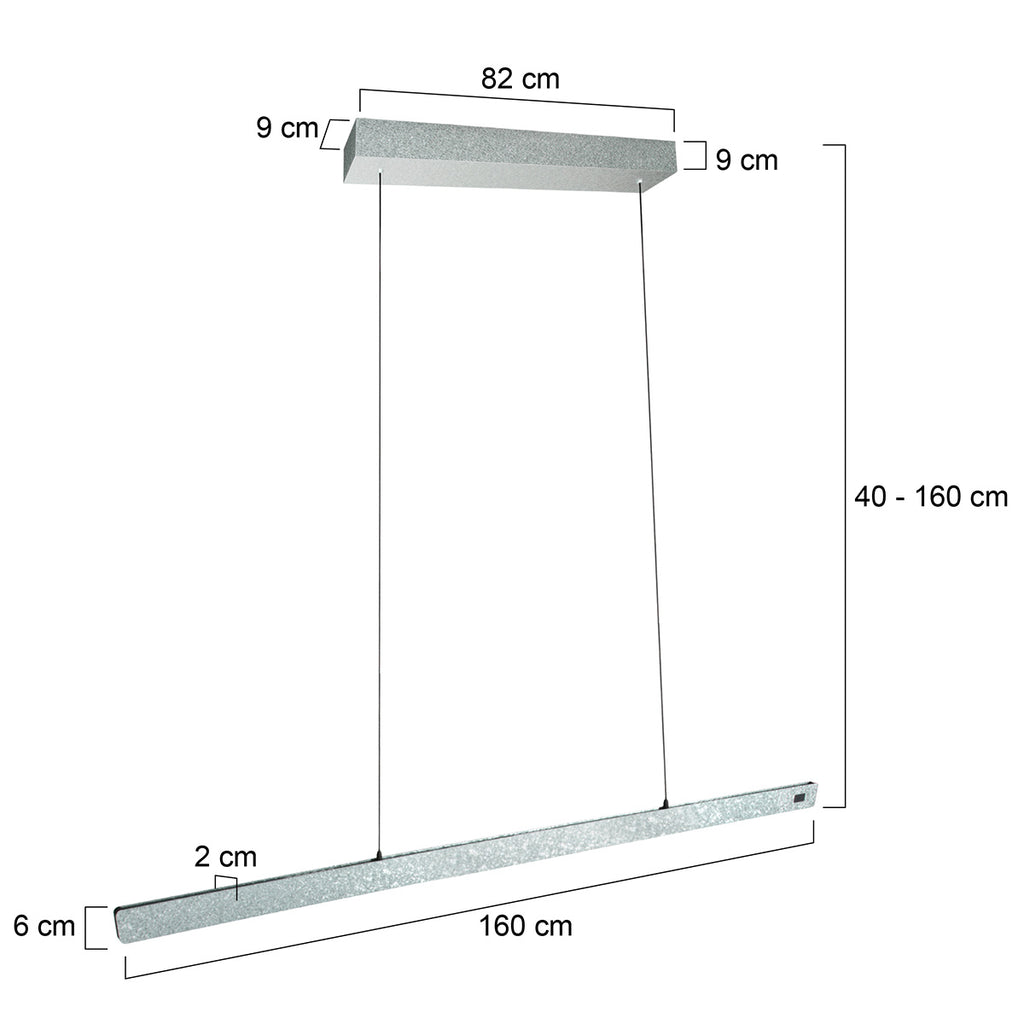 Champagne-staal kleurige hanglamp Fluxy 4190ST et cable lift 160cm