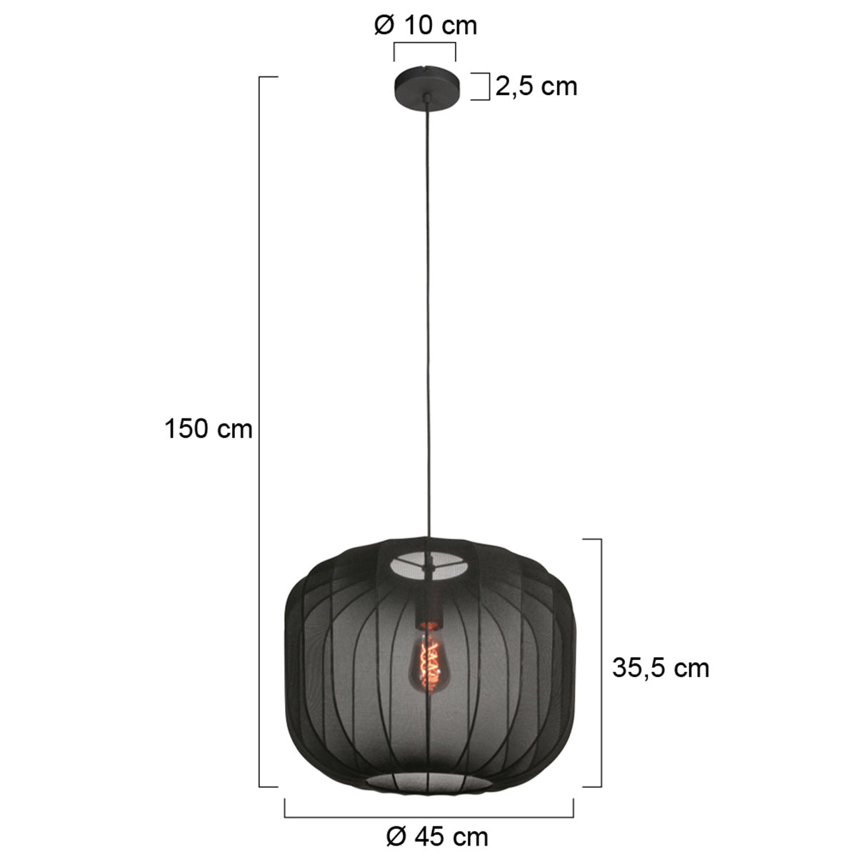 Zwarte Hanglamp Sable 4191ZW – Stijlvol en Sfeervol Design