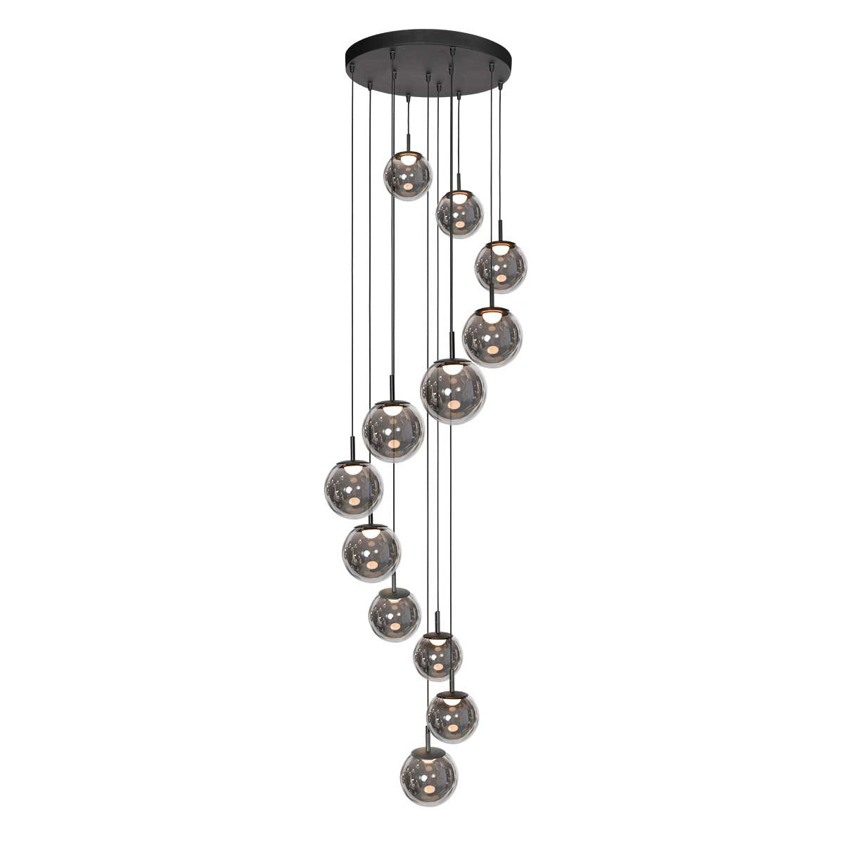 Hanglamp Bollique 4195ZW zwarte vide lamp met 12 lichtpunten