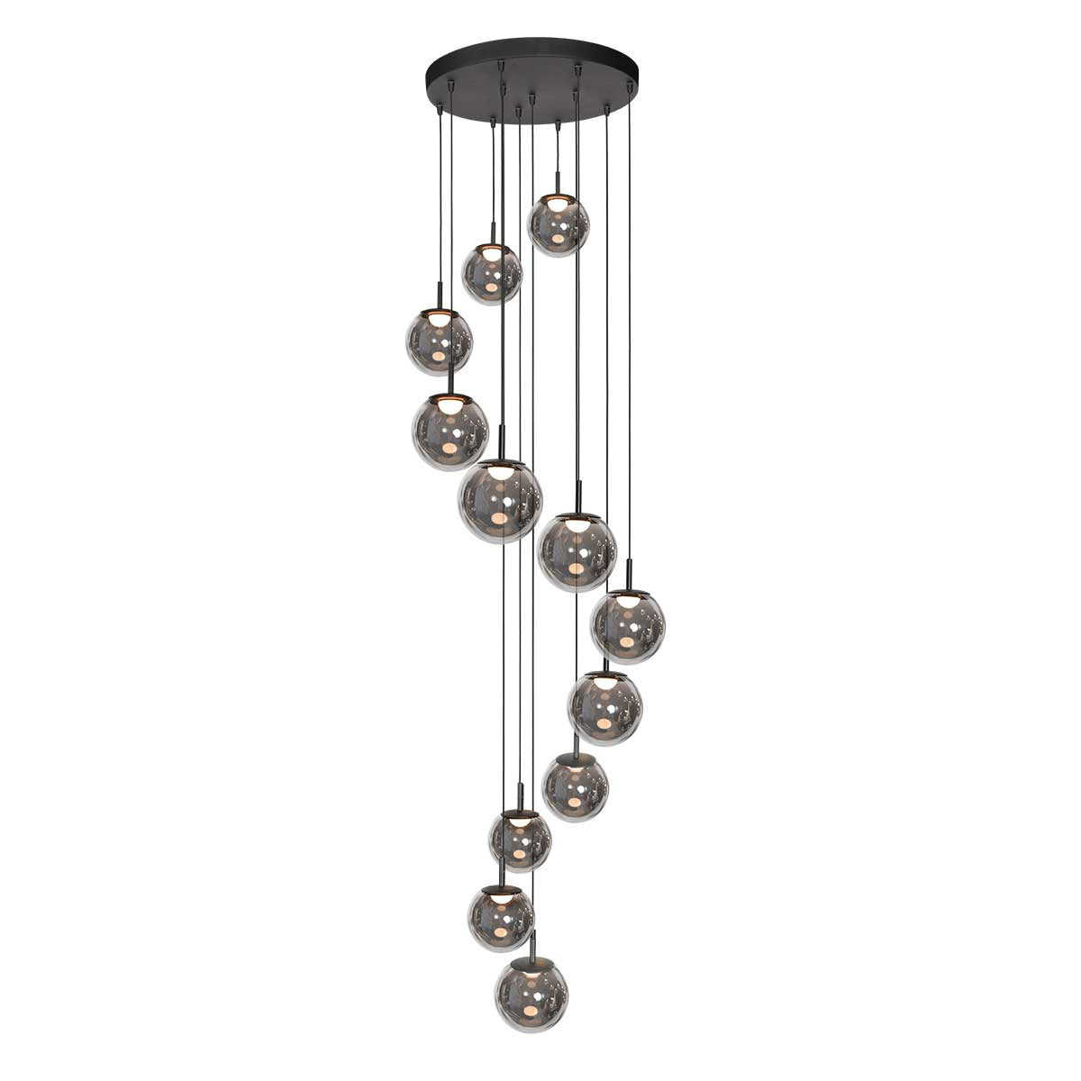Hanglamp Bollique 4195ZW zwarte vide lamp met 12 lichtpunten