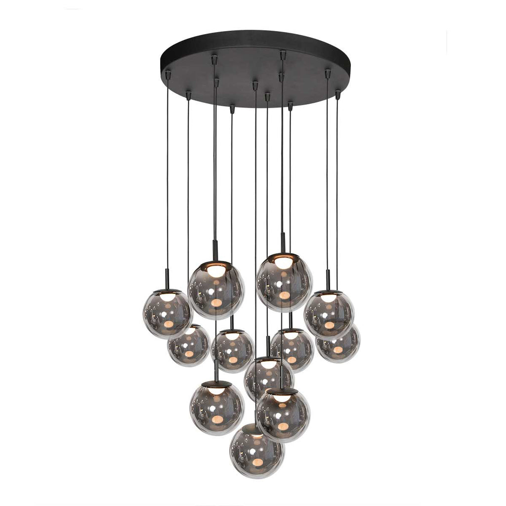 Hanglamp Bollique 4195ZW zwarte vide lamp met 12 lichtpunten