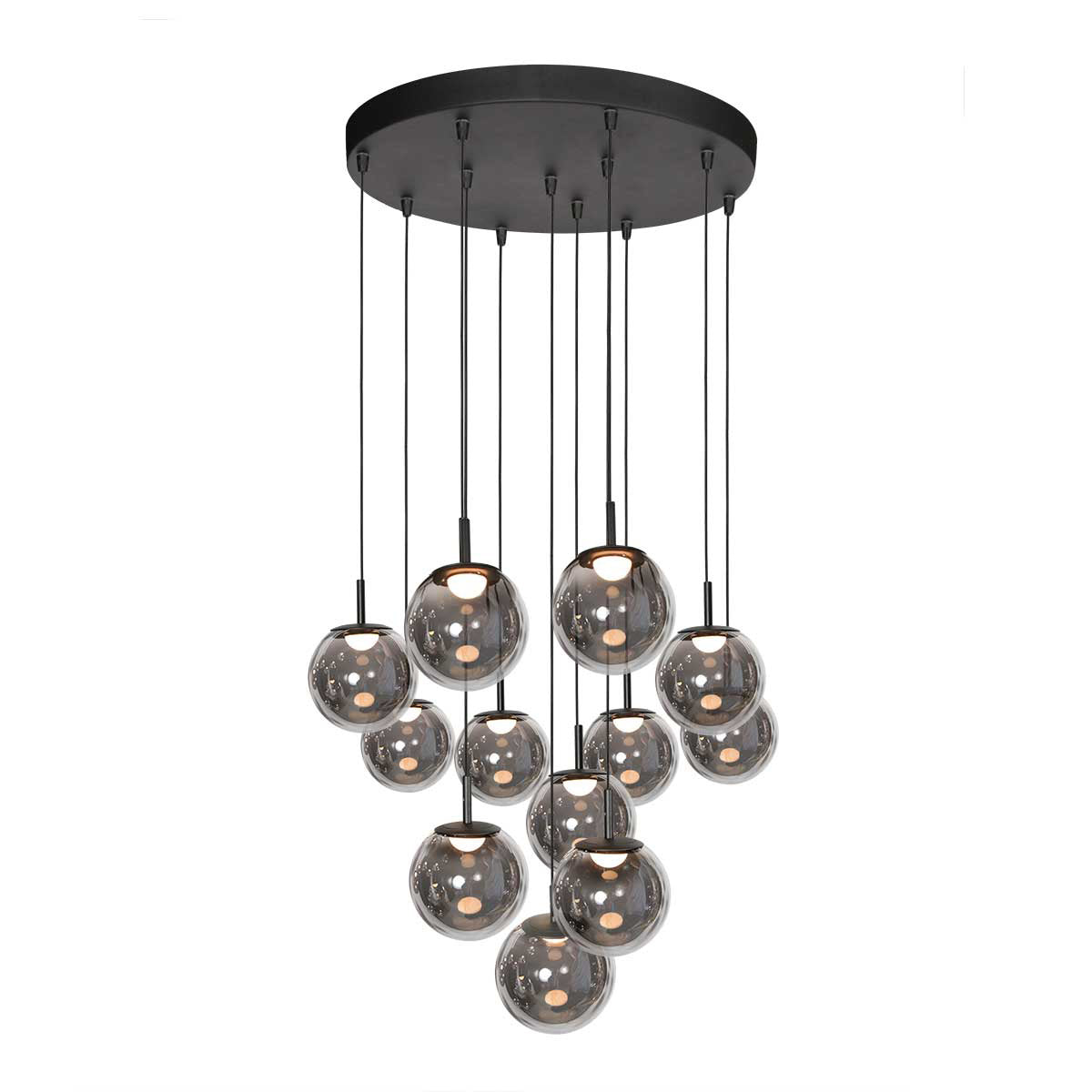 Hanglamp Bollique 4195ZW zwarte vide lamp met 12 lichtpunten