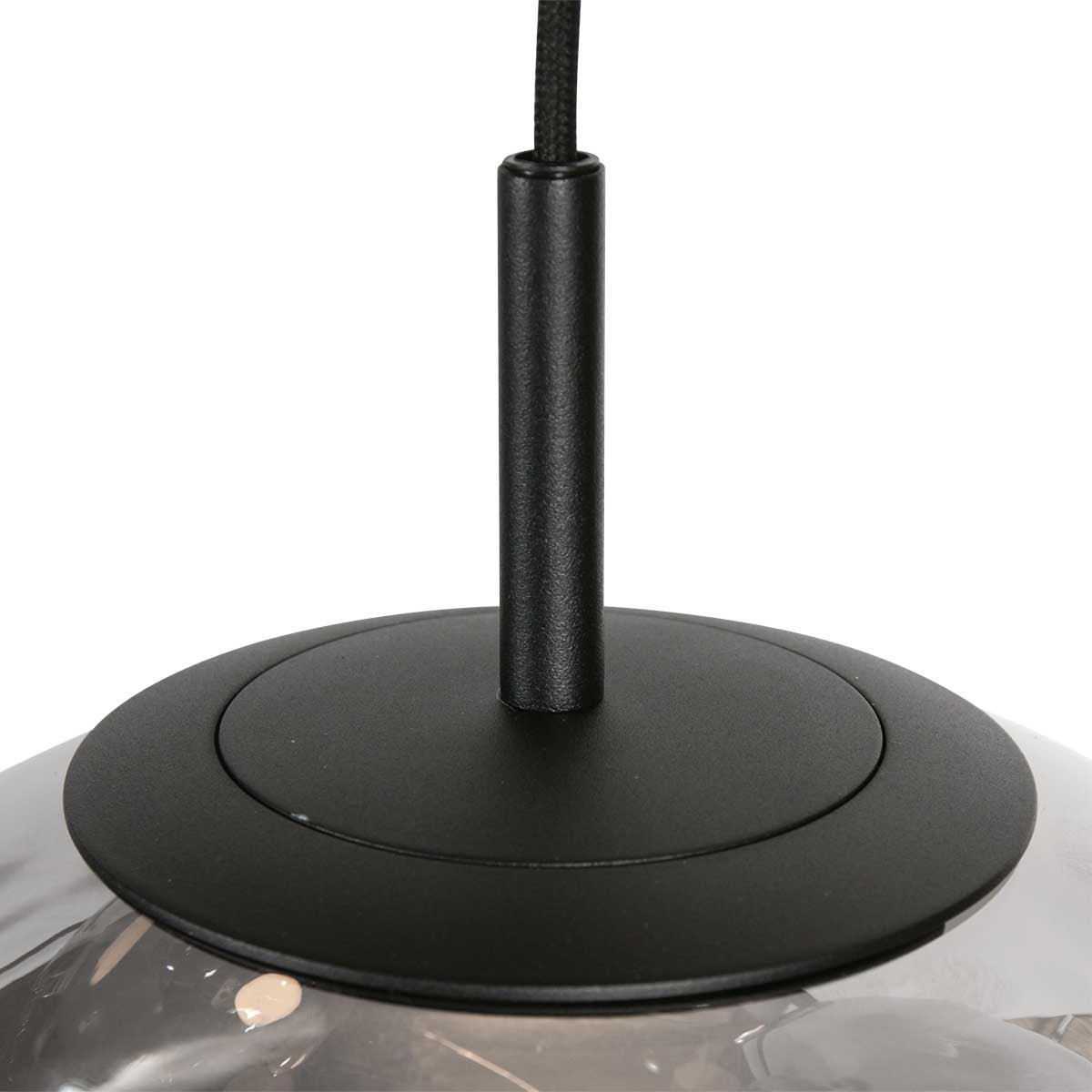 Hanglamp Bollique 4196ZW zwarte vide lamp met smoke glas