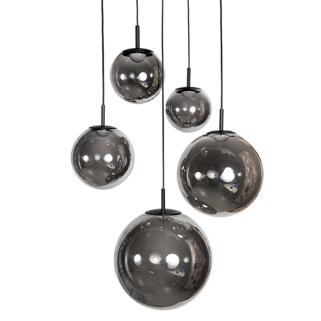 Hanglamp Bollique 4196ZW zwarte vide lamp met smoke glas