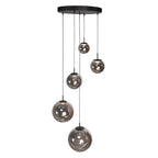 Hanglamp Bollique 4196ZW zwarte vide lamp met smoke glas