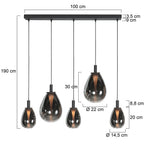 Glimsy 4197ZW hanglamp met Smoke Glas