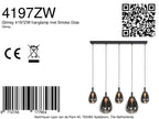 Glimsy 4197ZW hanglamp met Smoke Glas