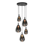 Glimsy 4198ZW Hanglamp 5 lichts met smoke glazen