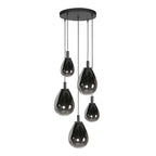 Glimsy 4198ZW Hanglamp 5 lichts met smoke glazen
