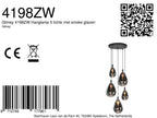 Glimsy 4198ZW Hanglamp 5 lichts met smoke glazen