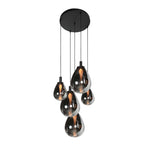 Glimsy 4198ZW Hanglamp 5 lichts met smoke glazen