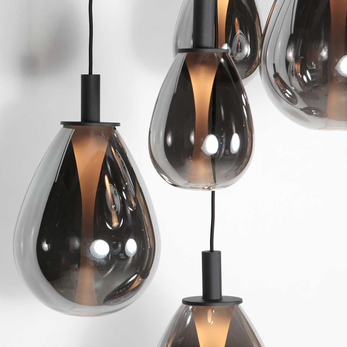 Glimsy 4198ZW Hanglamp 5 lichts met smoke glazen