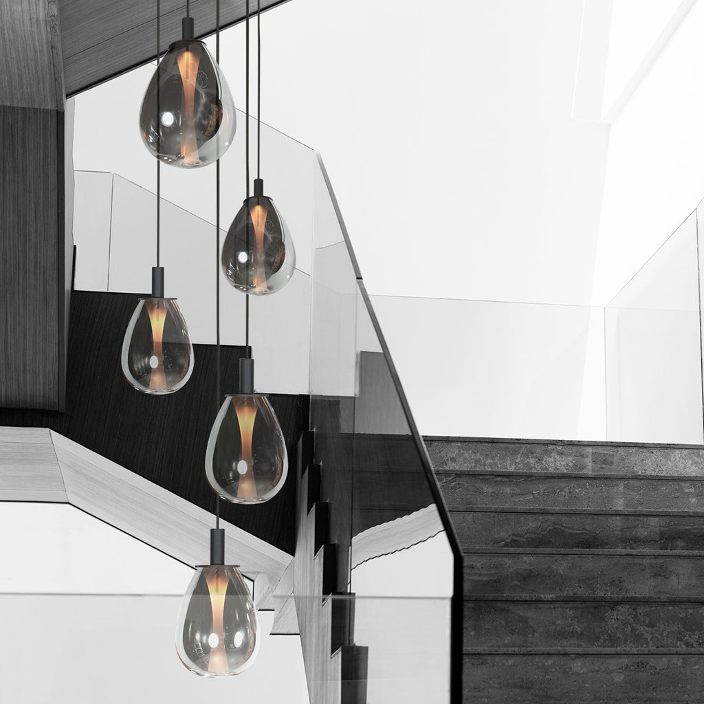 Glimsy 4198ZW Hanglamp 5 lichts met smoke glazen