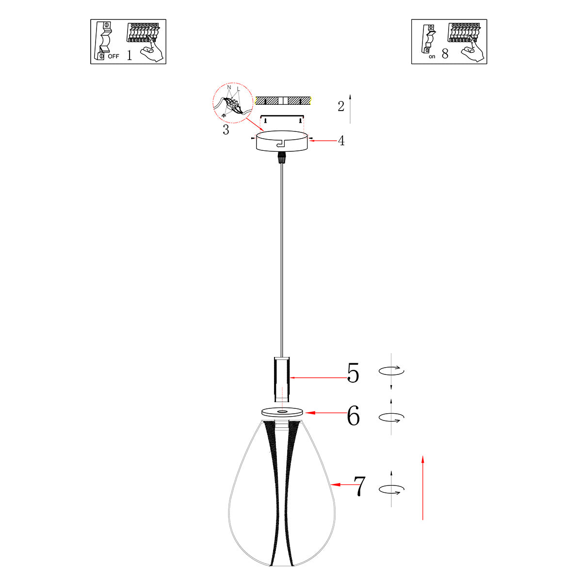Glimsy 4199ZW Hanglamp – Zwart Glas Ø22 cm