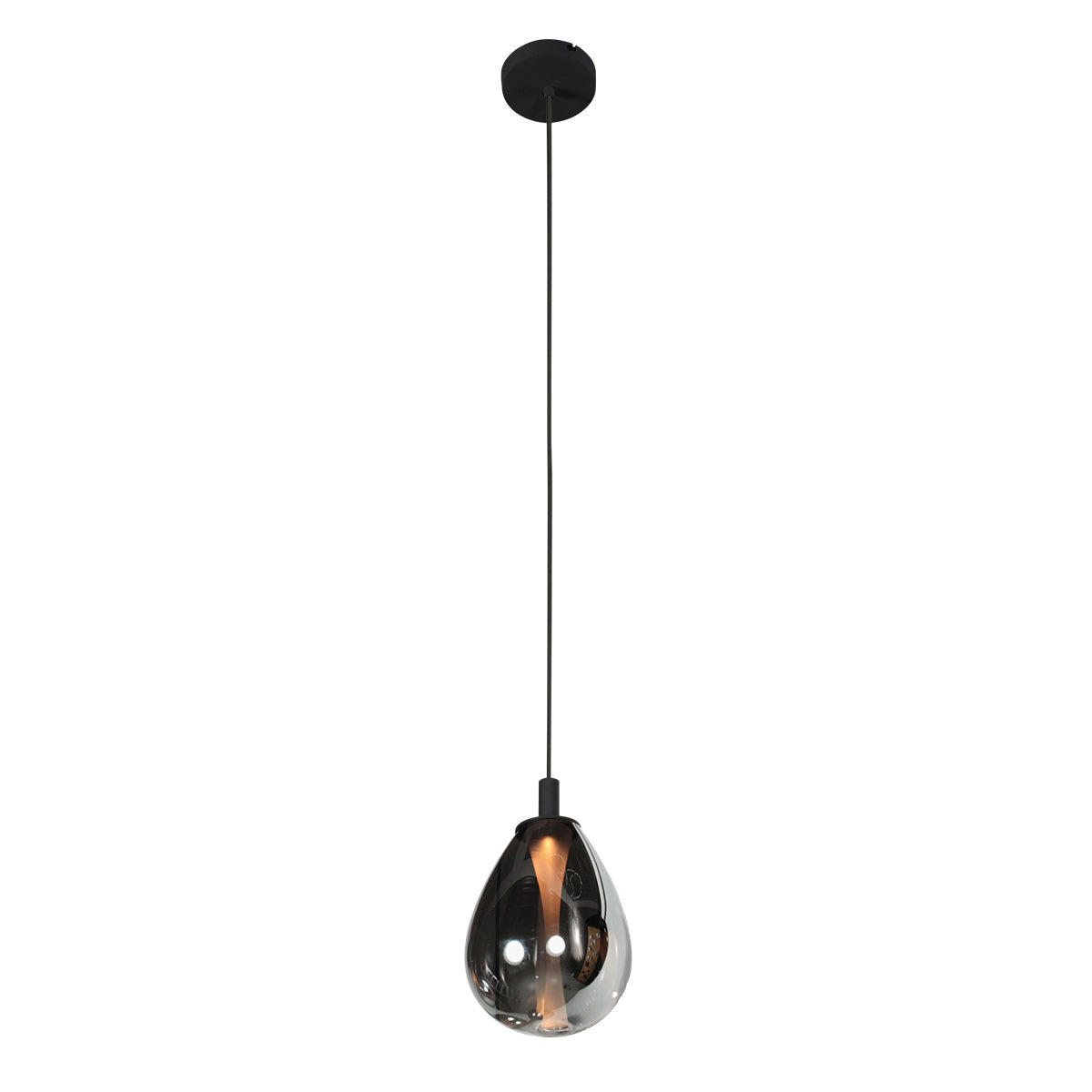 Glimsy 4199ZW Hanglamp – Zwart Glas Ø22 cm