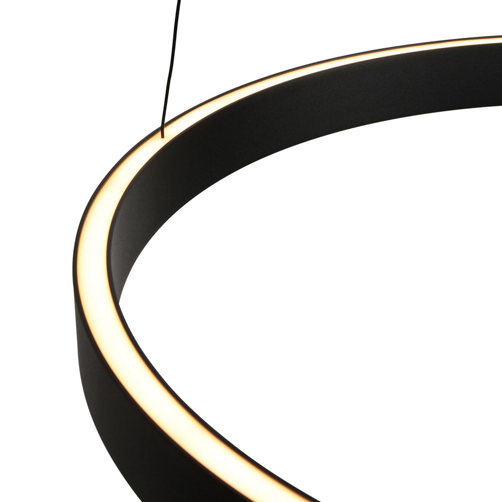 Ronde zwarte hanglamp Mykty 4203ZW – 60 cm diameter, in hoogte verstelbaar met Cable Lift, 7800 lumen