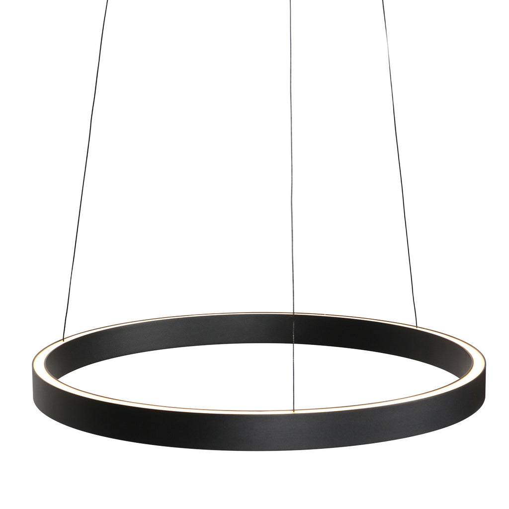 Ronde zwarte hanglamp Mykty 4203ZW – 60 cm diameter, in hoogte verstelbaar met Cable Lift, 7800 lumen