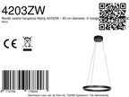 Ronde zwarte hanglamp Mykty 4203ZW – 60 cm diameter, in hoogte verstelbaar met Cable Lift, 7800 lumen
