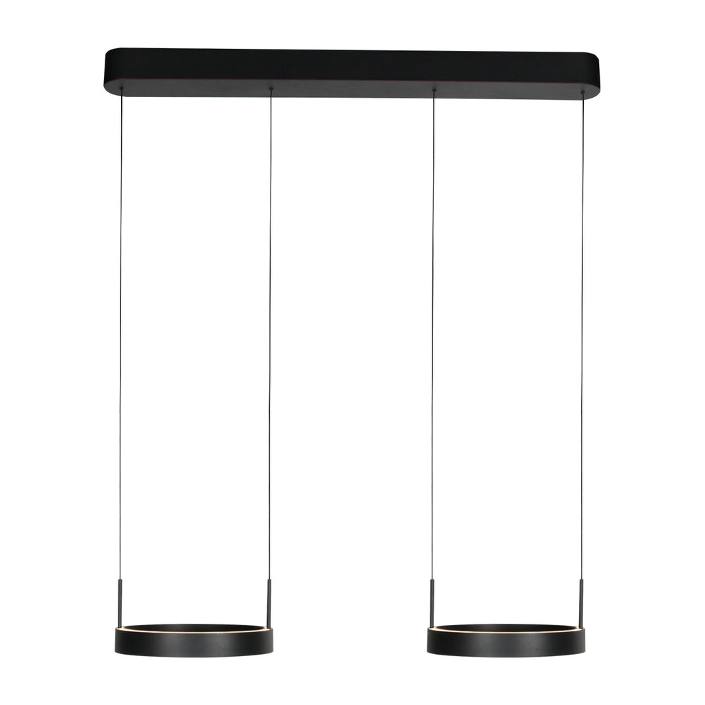 Zwarte hanglamp Mykty 4204 – Twee zwevende cirkels, individueel in hoogte verstelbaar, 6000 lumen, 2700K