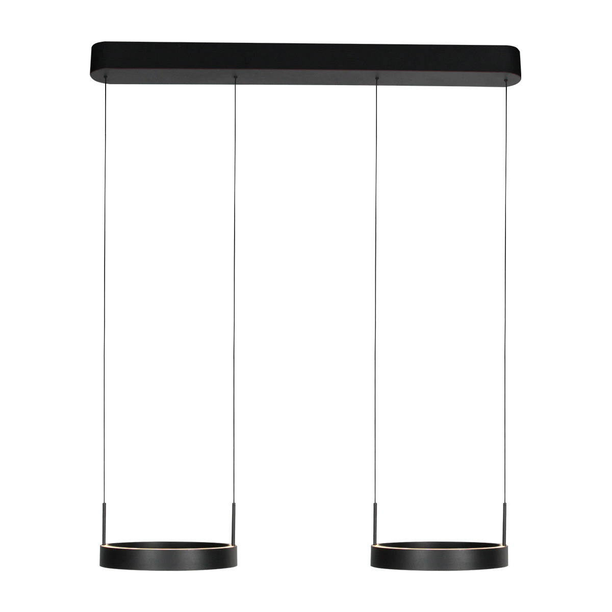 Zwarte hanglamp Mykty 4204 – Twee zwevende cirkels, individueel in hoogte verstelbaar, 6000 lumen, 2700K