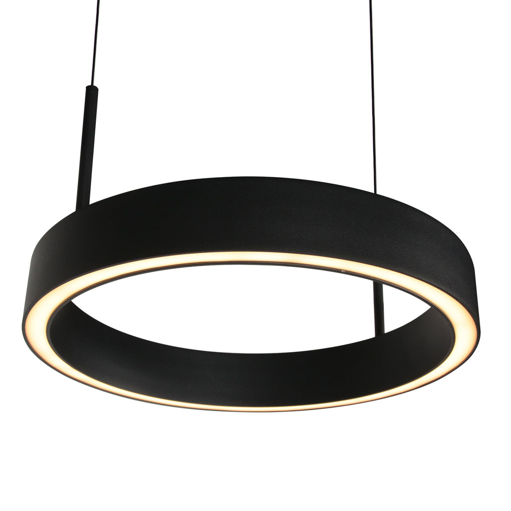 Zwarte hanglamp Mykty 4204 – Twee zwevende cirkels, individueel in hoogte verstelbaar, 6000 lumen, 2700K