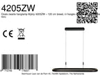 Ovale zwarte hanglamp Mykty 4205ZW – 120 cm breed, in hoogte verstelbaar met Cable Lift