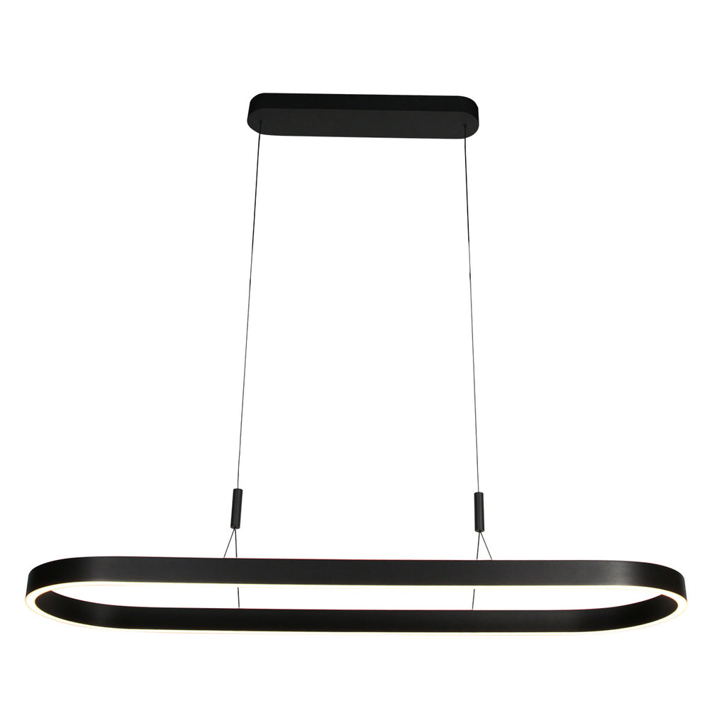 Ovale zwarte hanglamp Mykty 4205ZW – 120 cm breed, in hoogte verstelbaar met Cable Lift