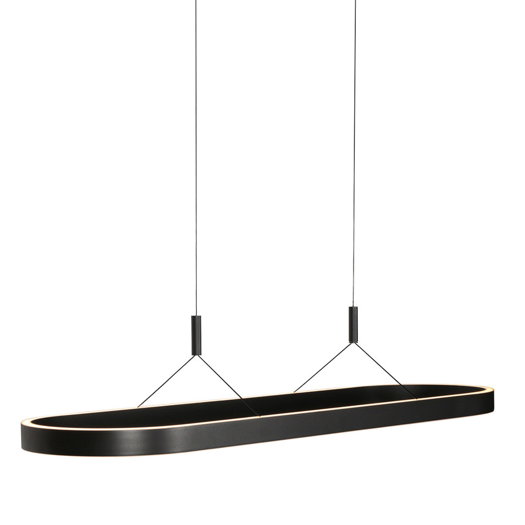 Ovale zwarte hanglamp Mykty 4205ZW – 120 cm breed, in hoogte verstelbaar met Cable Lift