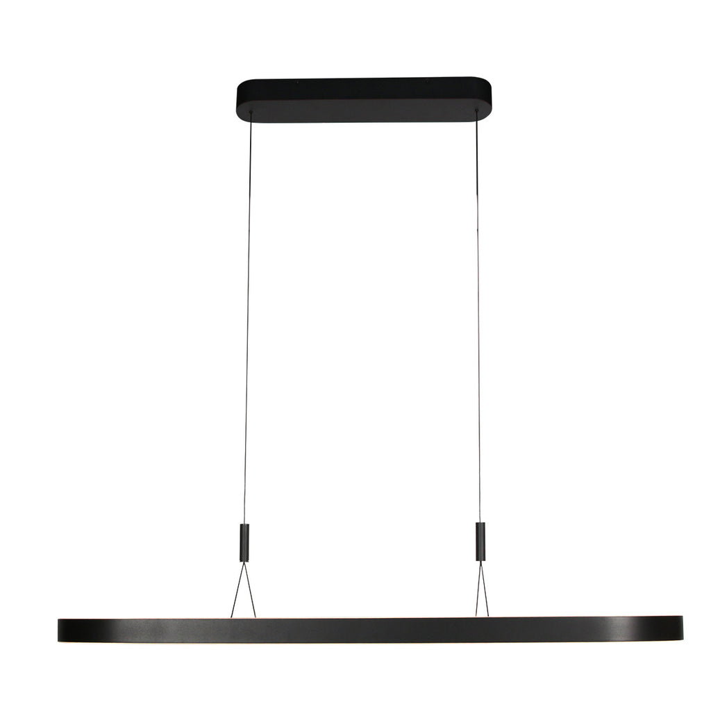 Ovale zwarte hanglamp Mykty 4205ZW – 120 cm breed, in hoogte verstelbaar met Cable Lift
