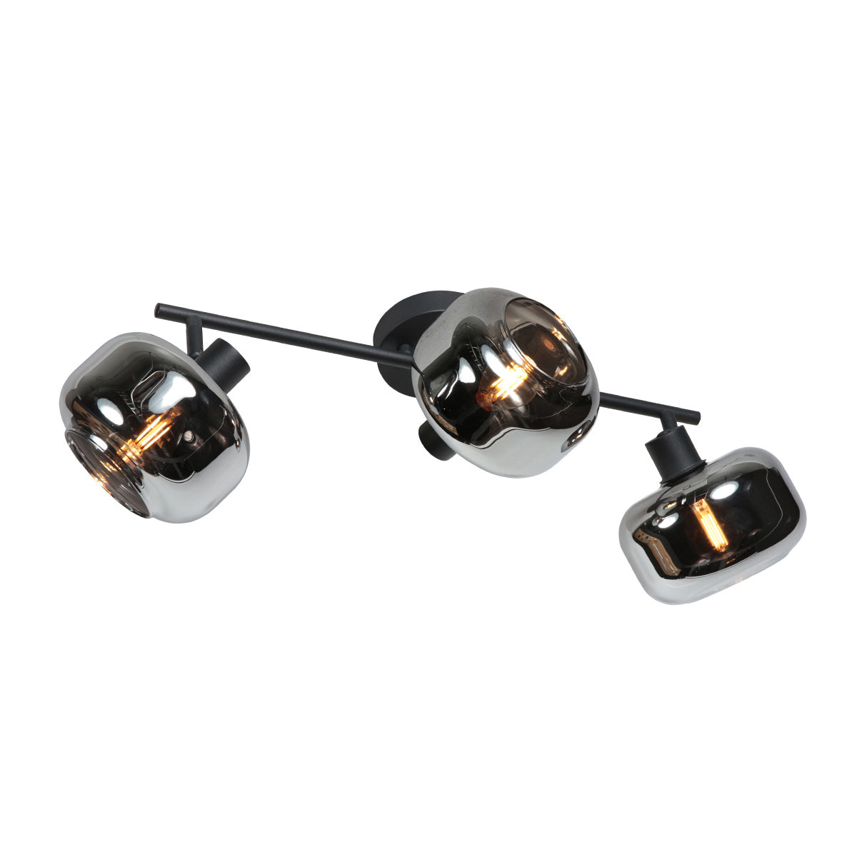 Zwarte 3-Lichts Plafondspot Tenebris 4210ZW – Stijlvolle Verlichting met Smoke Glas