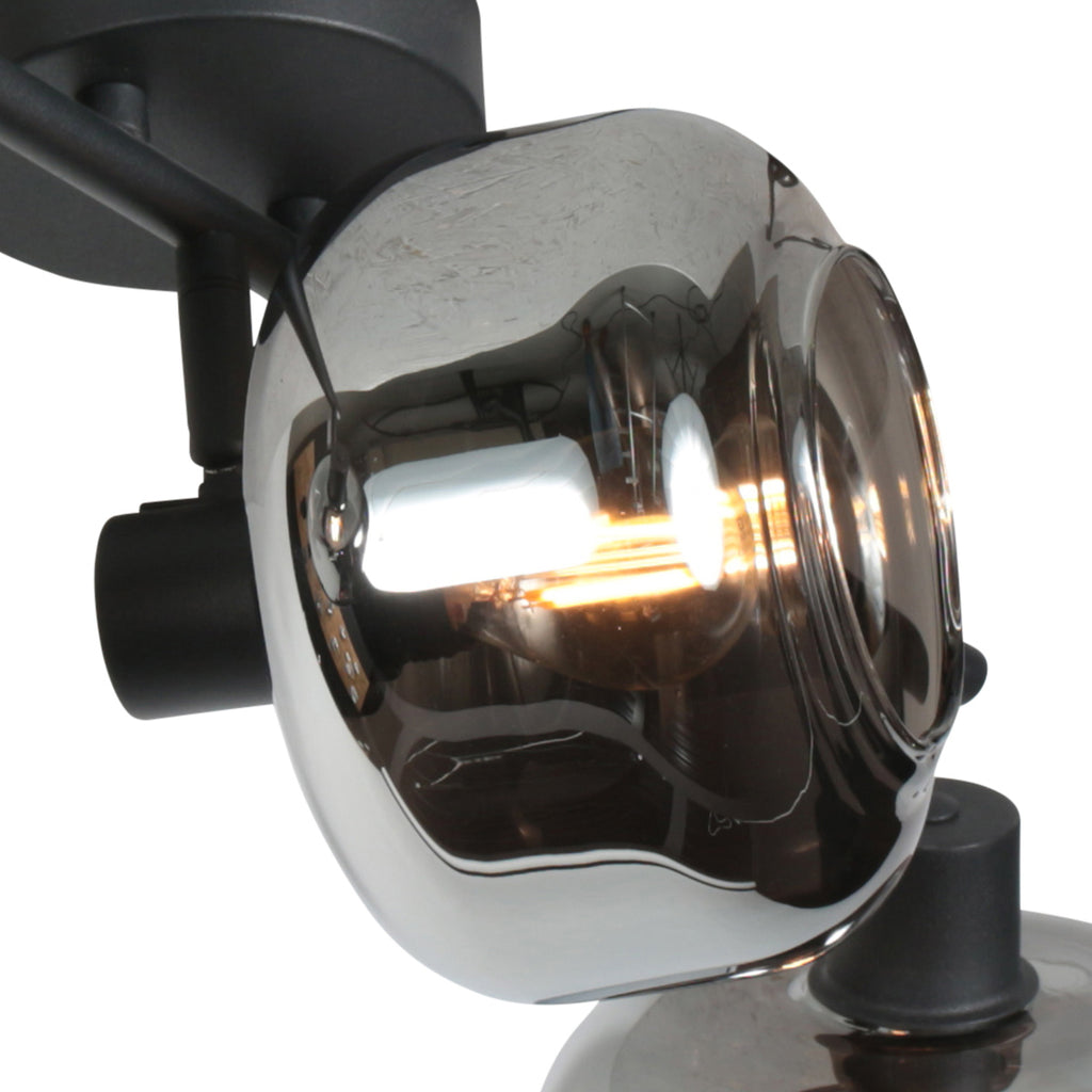 Zwarte 3-Lichts Plafondspot Tenebris 4210ZW – Stijlvolle Verlichting met Smoke Glas